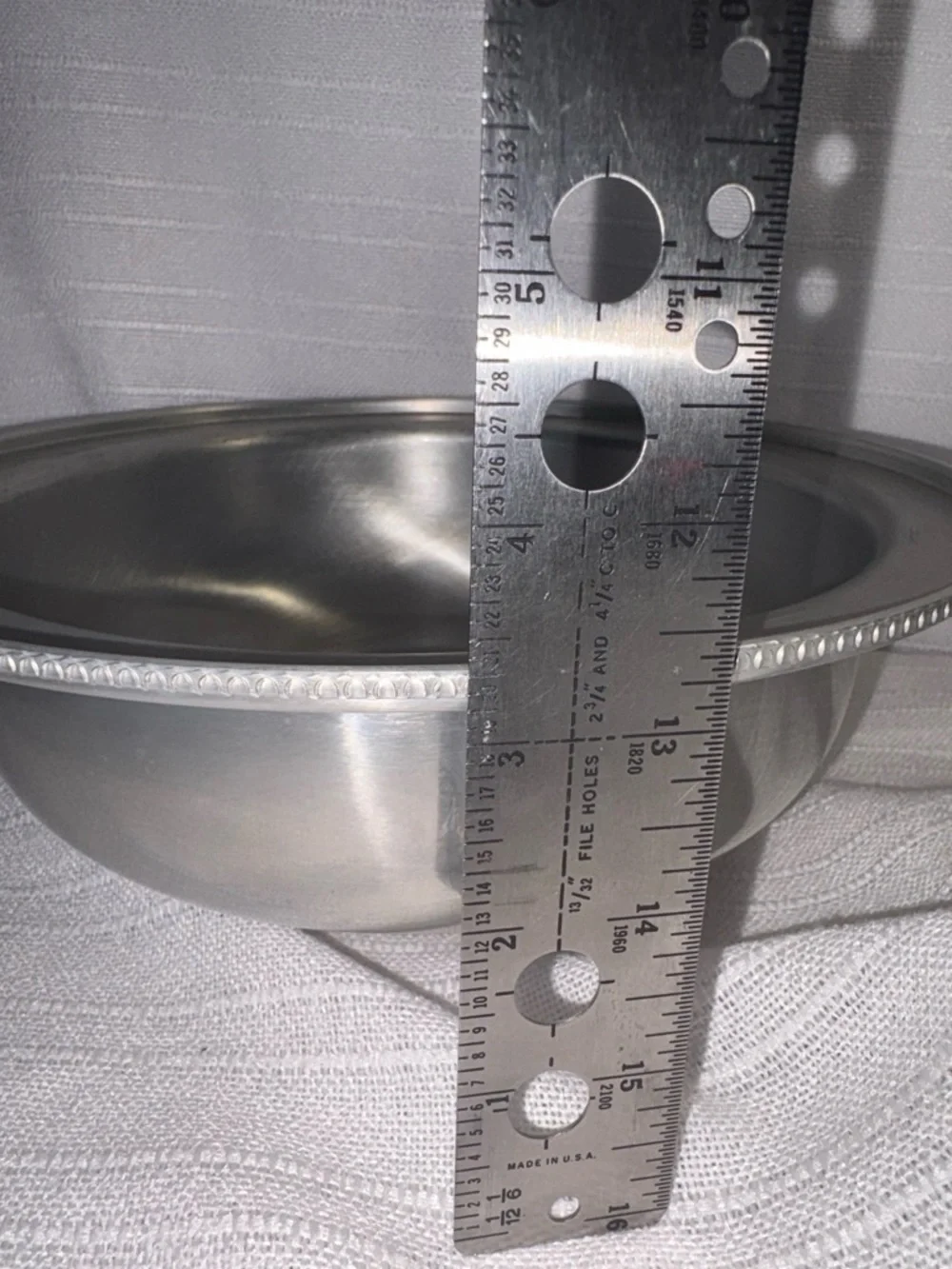 Buenilum Covered Serving Bowl Silver Beaded Ring Handle Vintage OS EUC